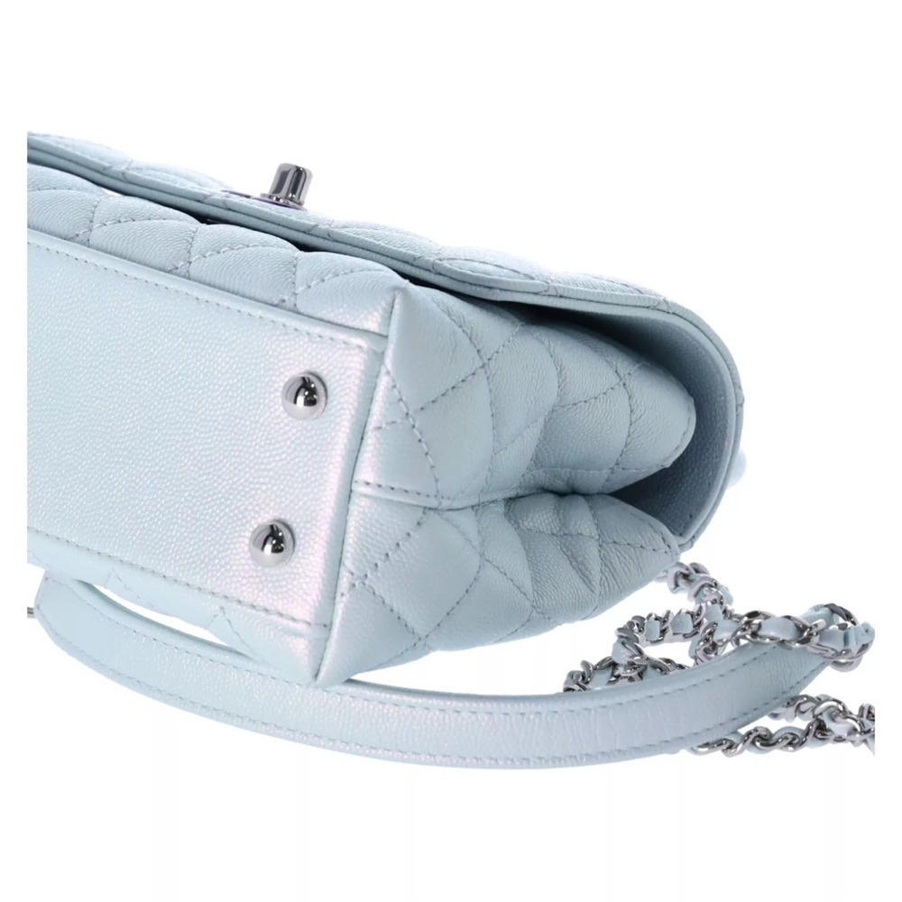 Chanel Coco Handle Bag Quilted Caviar Extra Mini Iridescent Blue Rainbow HW - Picture 8 of 9